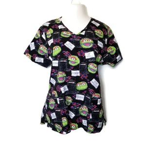 Sesame Street Scrub Top Oscar The Grouch L